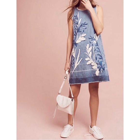 Anthropologie Holding Horses Jean Appliqué Shift Dress NWT Size XL - Picture 3 of 15